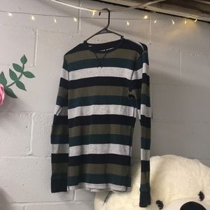 Athletic Fit Striped Waffle Crew